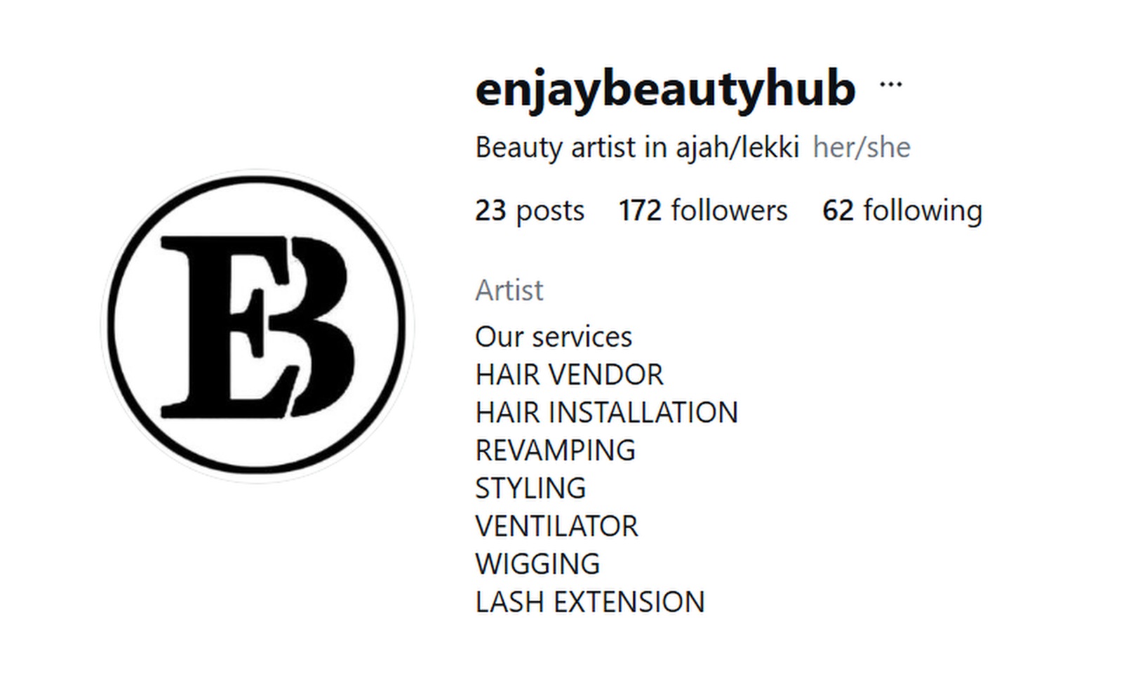 Enjay Beauty Hub Instagram portfolio preview